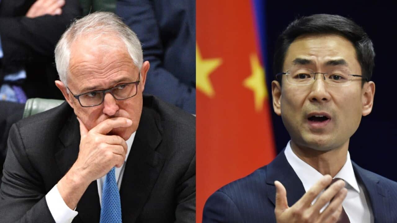 Geng Shuang said China was "shocked" about Malcolm Turnbull comments regarding Chinese interference.