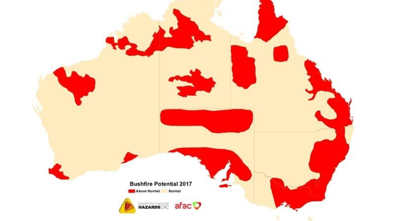 Australia Seasonal Bushfire Outlook map