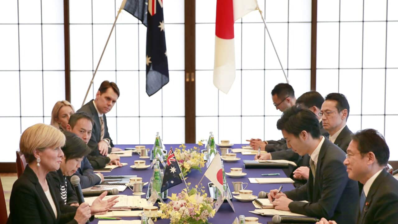 Australian Foreign Minister Julie Bishop, left