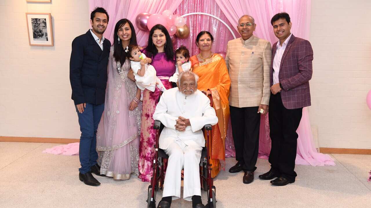 Shankerlal Trivedi with his family.