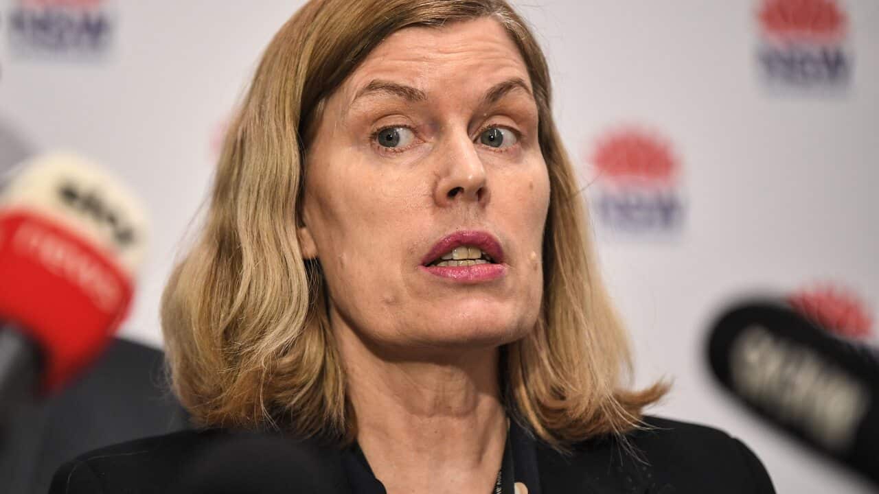 Dr Kerry Chant (NSW Chief Health Officer) speaking at a press conference providing an update on the current state of Coronavirus in NSW at the NSW Ministry of Health in Sydney, Monday, March 2, 2020. (AAP Image/James Gourley) NO ARCHIVING