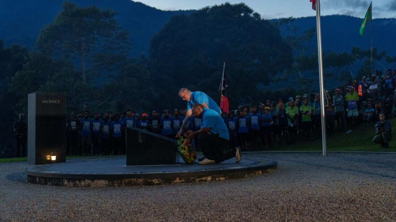 Anthony Albanese and James Marape at the dawn service at Isurava (SBS) .jpg