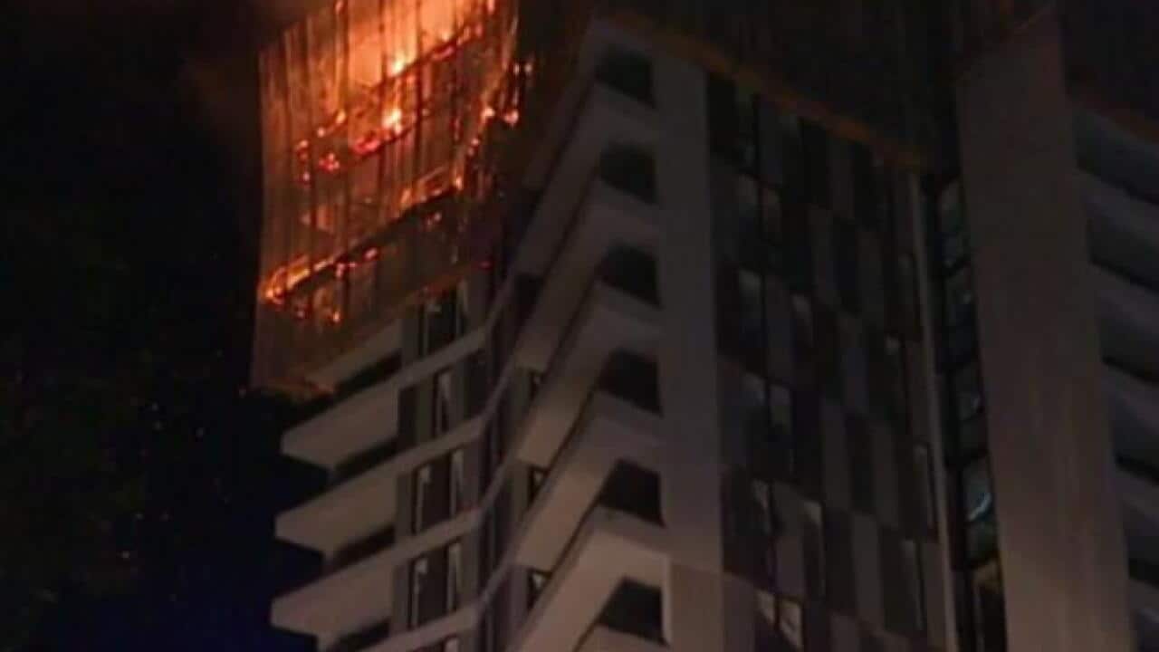 Luxury apartment block in Liverpool goes up in flames.