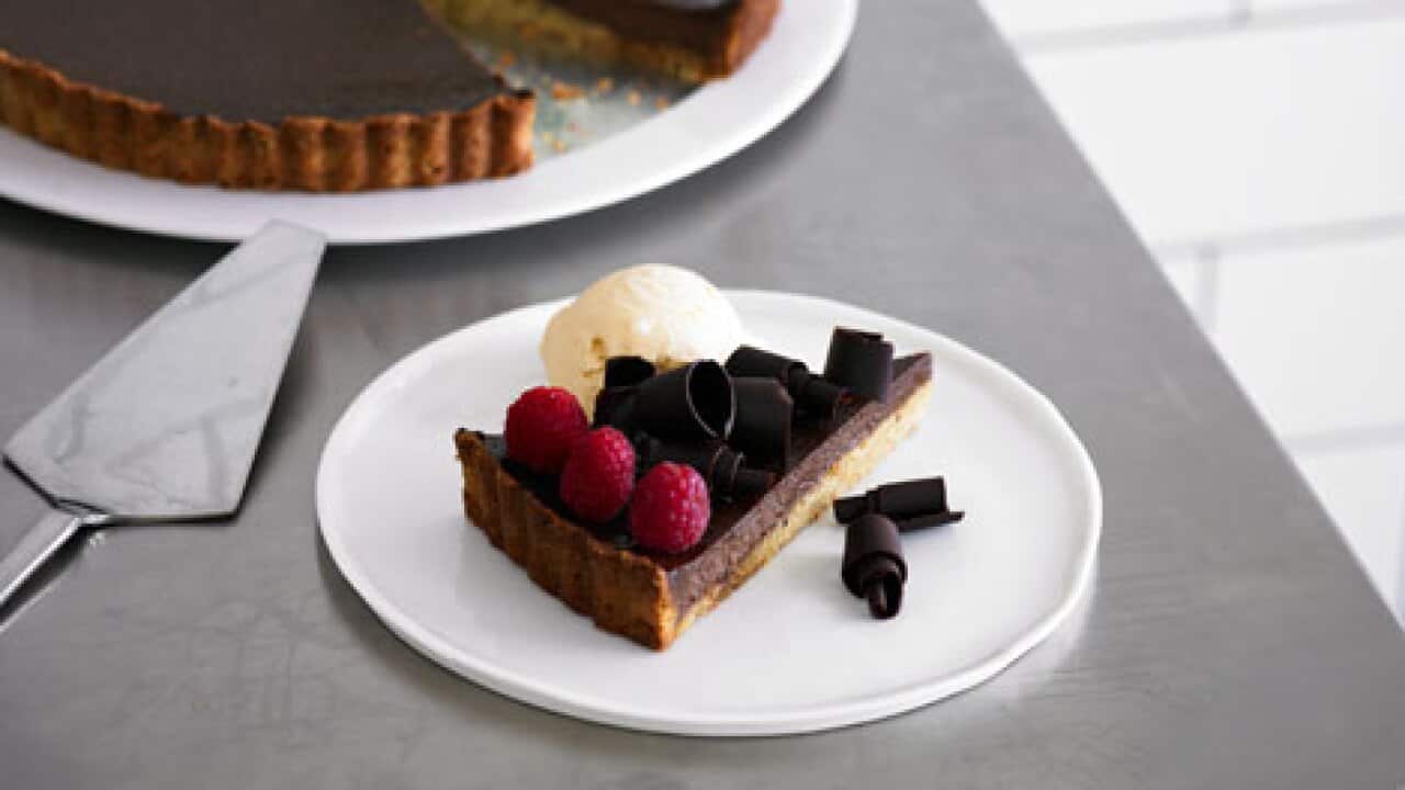 Chocolate brulee tart