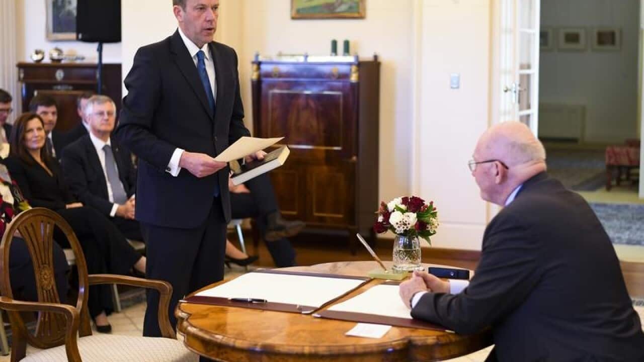 Dan Tehan MP is being sworn-in as Australian Education Minister.