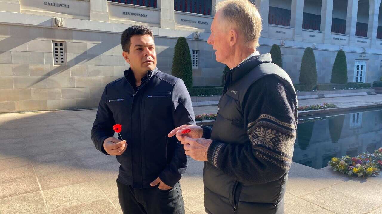 Farid Raman and Hugh Poate met for the first time at the Australian War Memorial in Canberra.