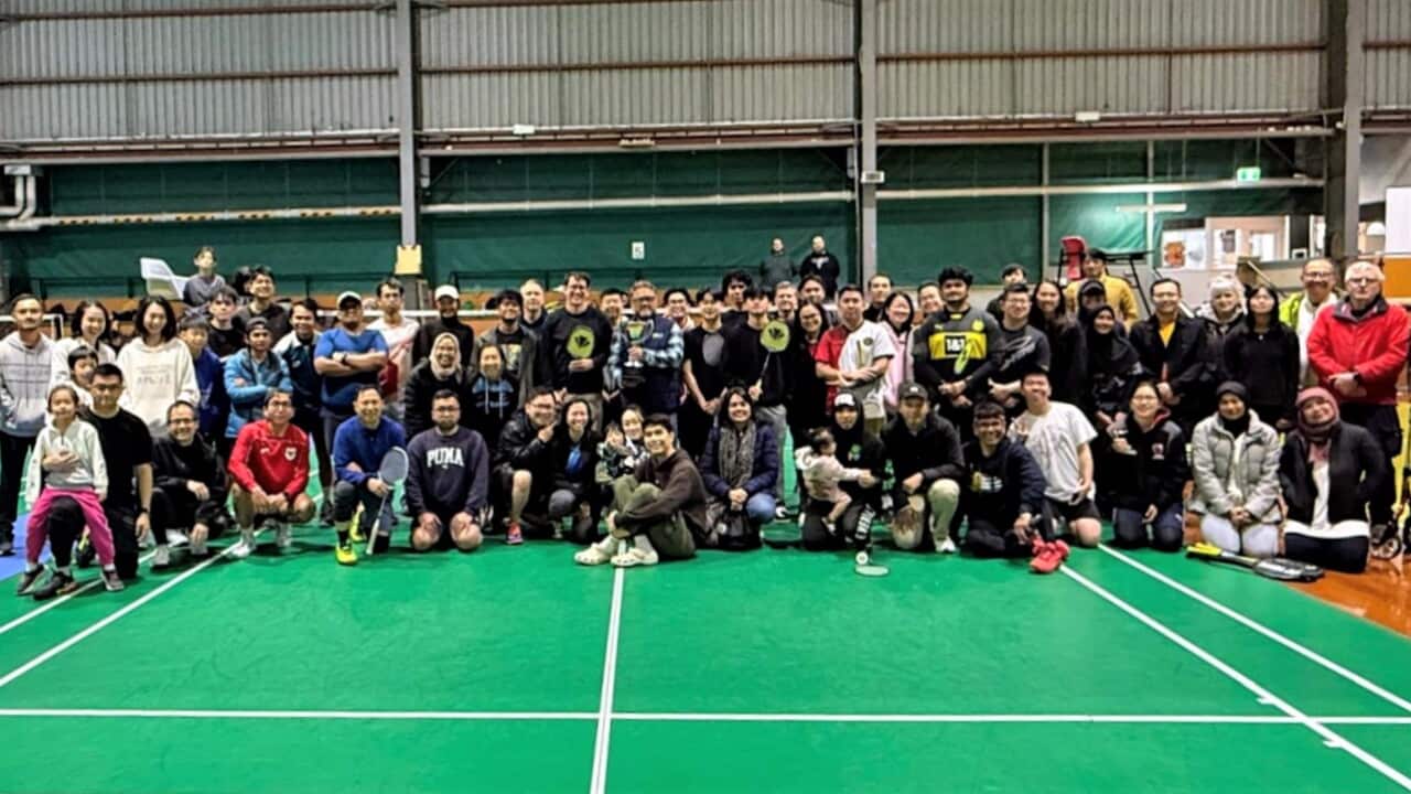 Participants and spectators at the Konjen Cup badminton championship in Bendigo, Victoria, 11 July 2026. Credit_ Marthin Nanere.jpg