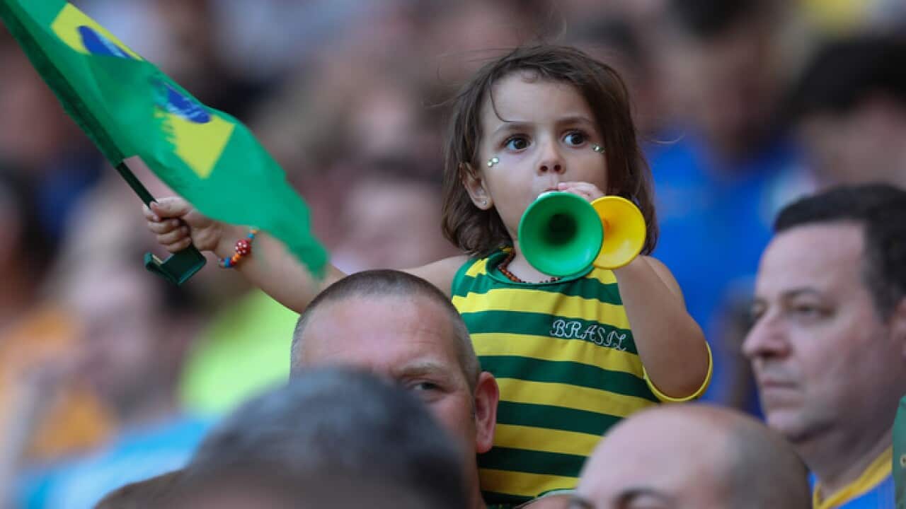 A young Brazil fan during the International Friendly match.