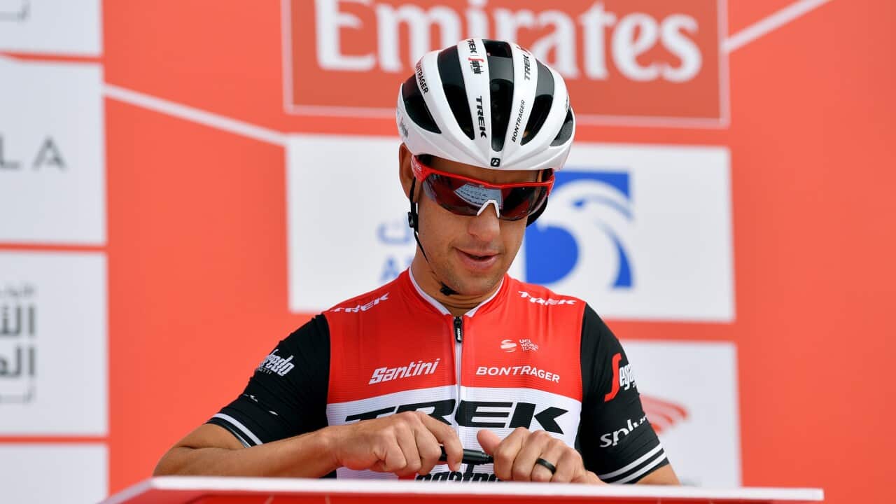 Australian Richie Porte signs on ahead of Stage 2 at the 2019 UAE Tour (Getty)