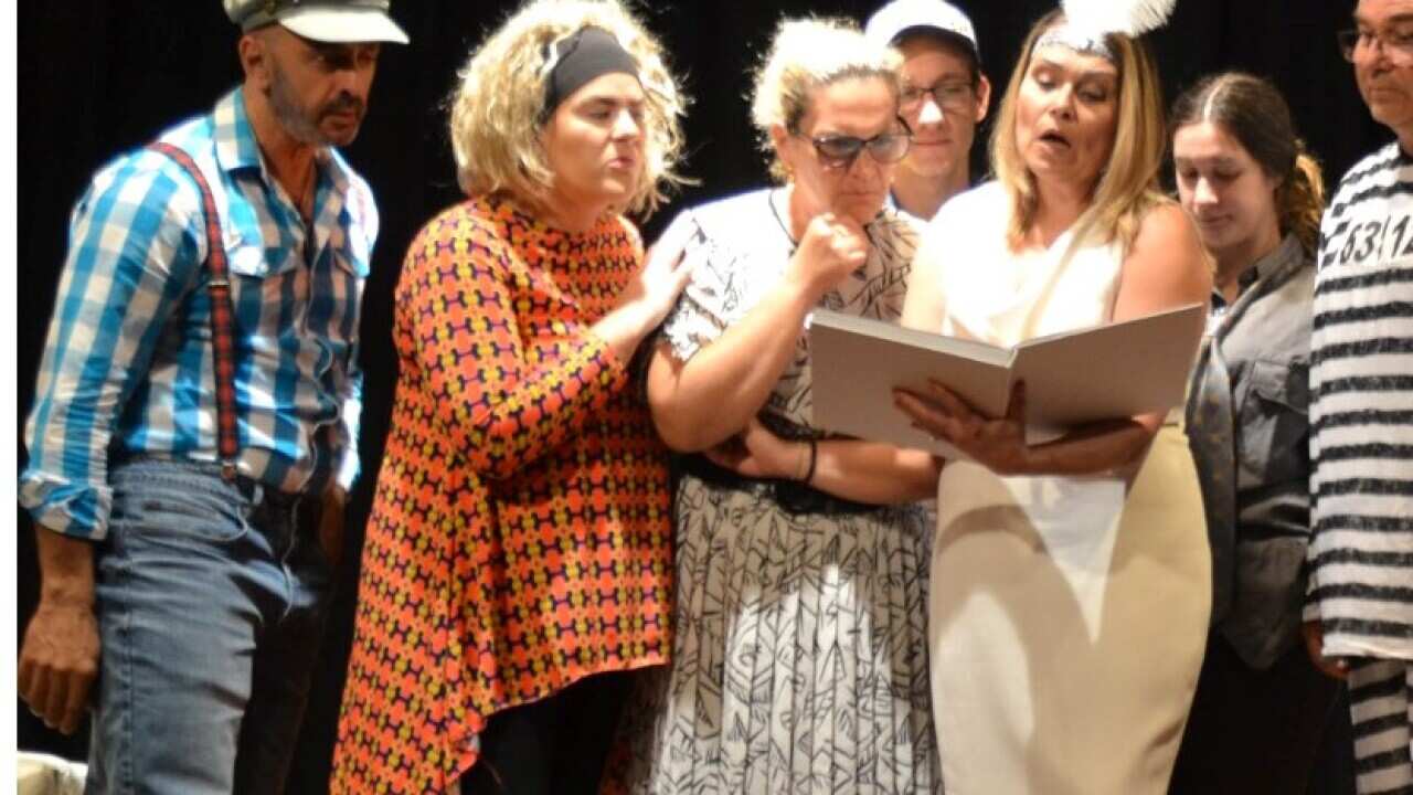 Stills from Greek stage theatre group's performance.