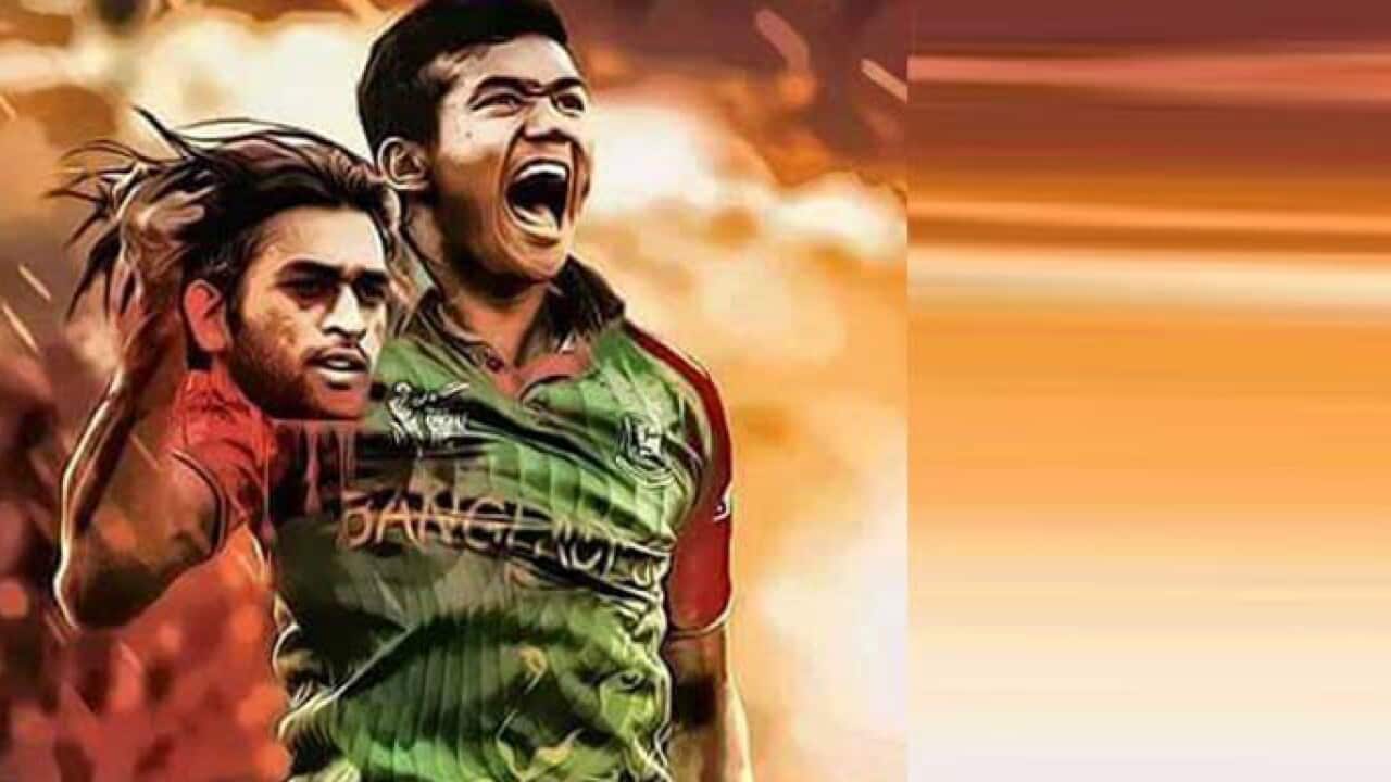 Image of Taskin Ahmed Holding MS Dhoni's Head goes viral