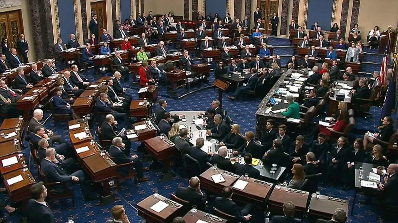 The Senate during the roll call vote in the impeachment trial against US President Trump