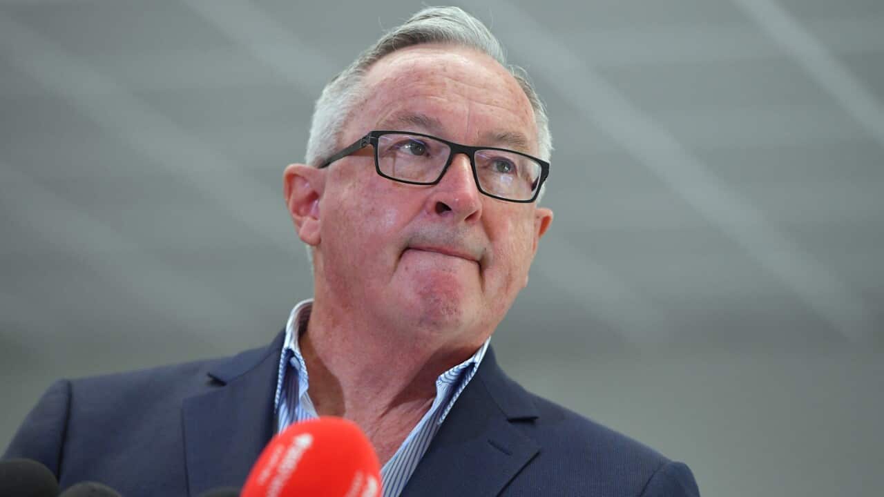 NSW Minister for Health Brad Hazzard speaks to the media