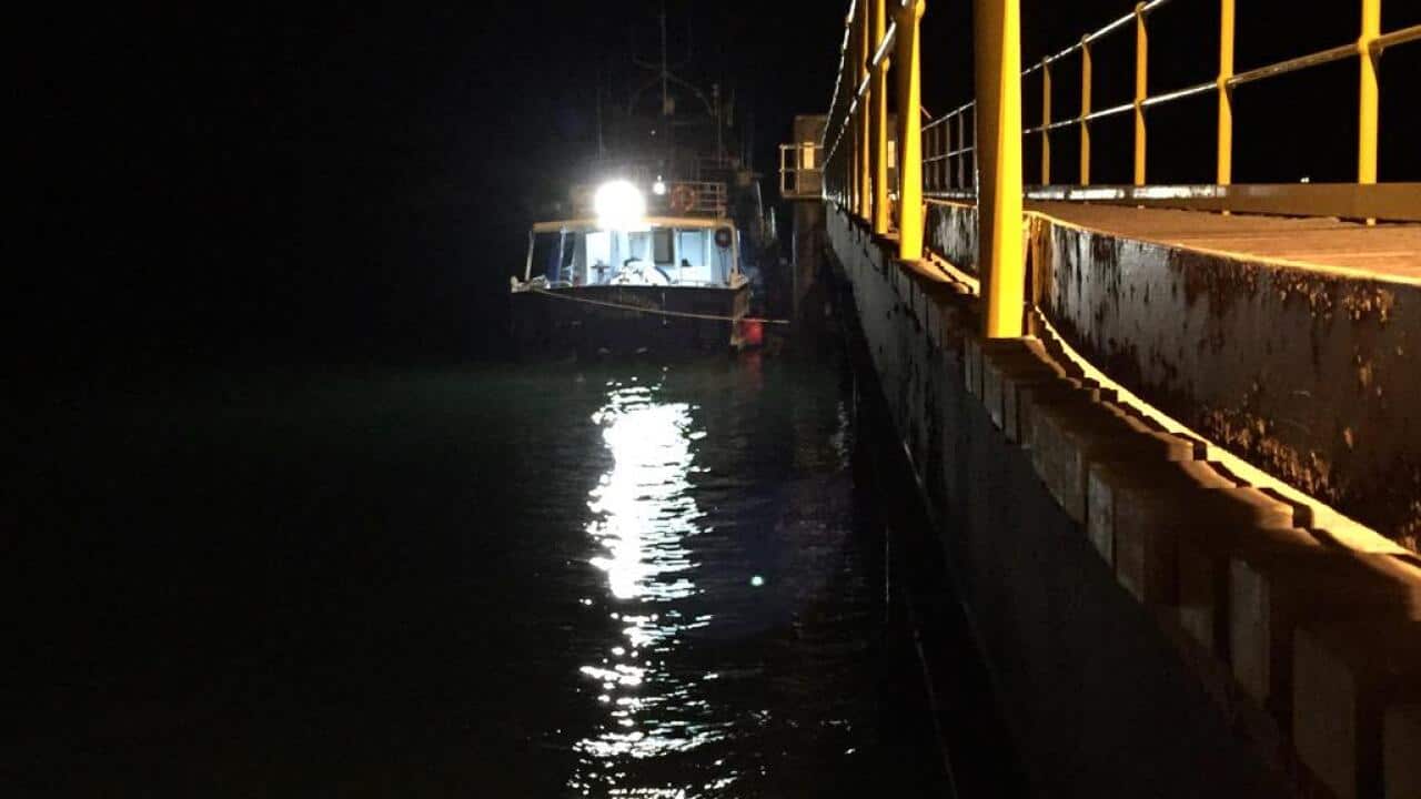 WA Police boat docks after intercepting a suspected asylum seeker boat