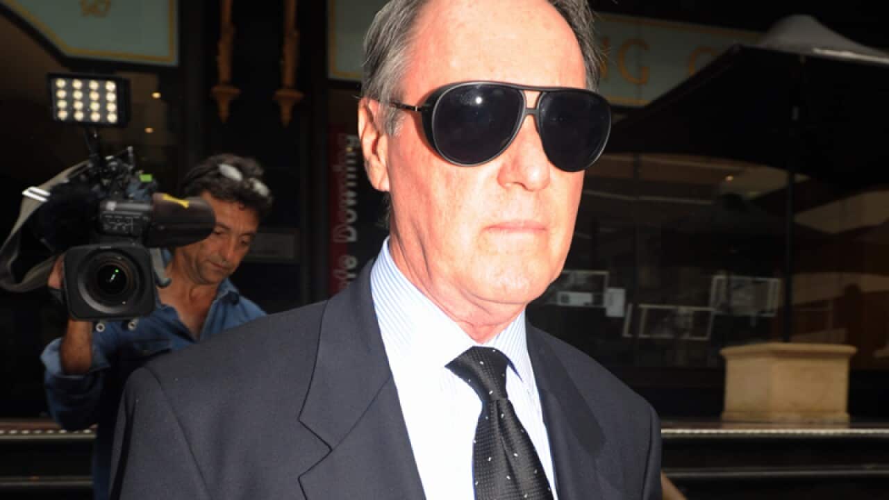 TV actor Robert Hughes leaves a Sydney court