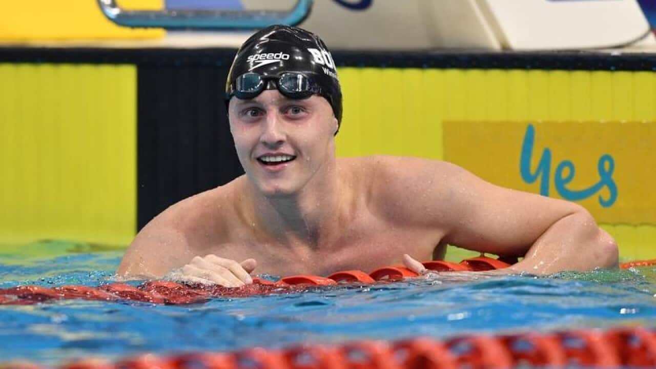 Elijah Winnington is seen after his win