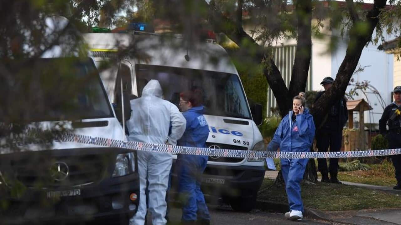 NSW Police and forensic services at the scene of a shooting in Sydney