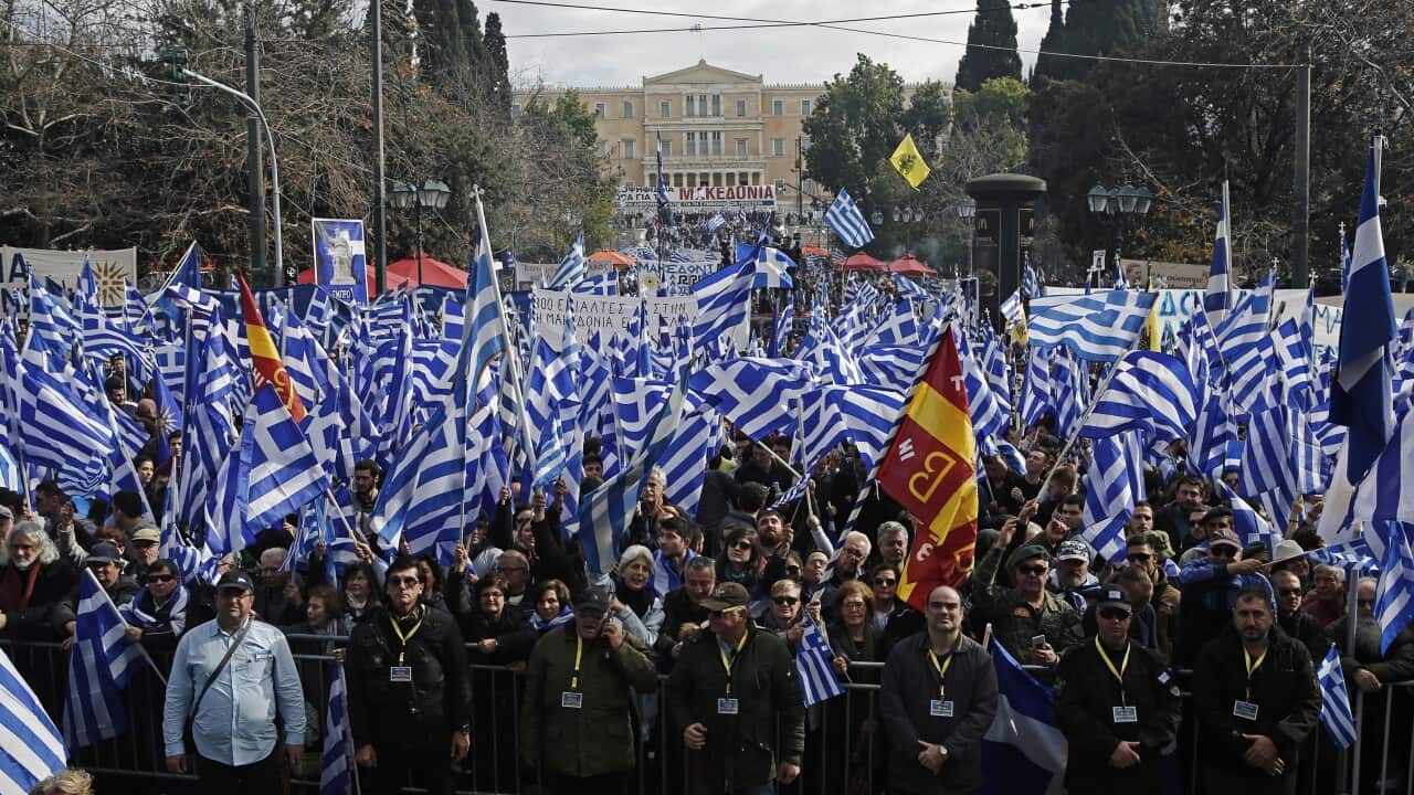 People from all over Greece join a protest march against the Prespes agreement between Athens and Skopje regarding the name 'Northern Macedonia'.