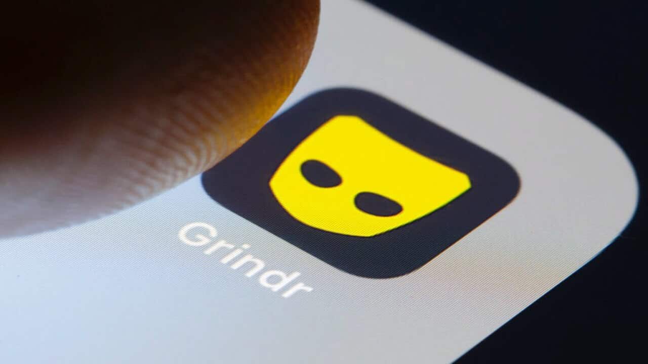 The app Grindr displayed on a smartphone.