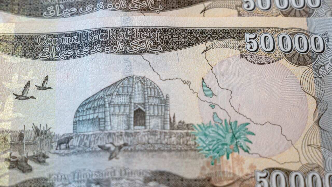 Close up shot of 50,000 Iraqi Dinar Banknotes - Baghdad - Iraq