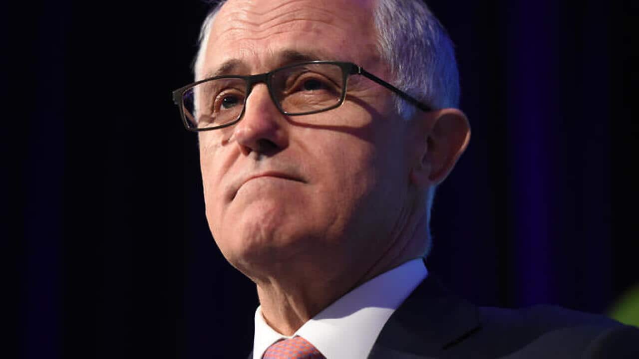 Prime Minister Malcolm Turnbull addresses the NSW Liberal State Council in Sydney, Saturday, Oct. 22 2016. (AAP Image/Dean Lewins) NO ARCHIVING