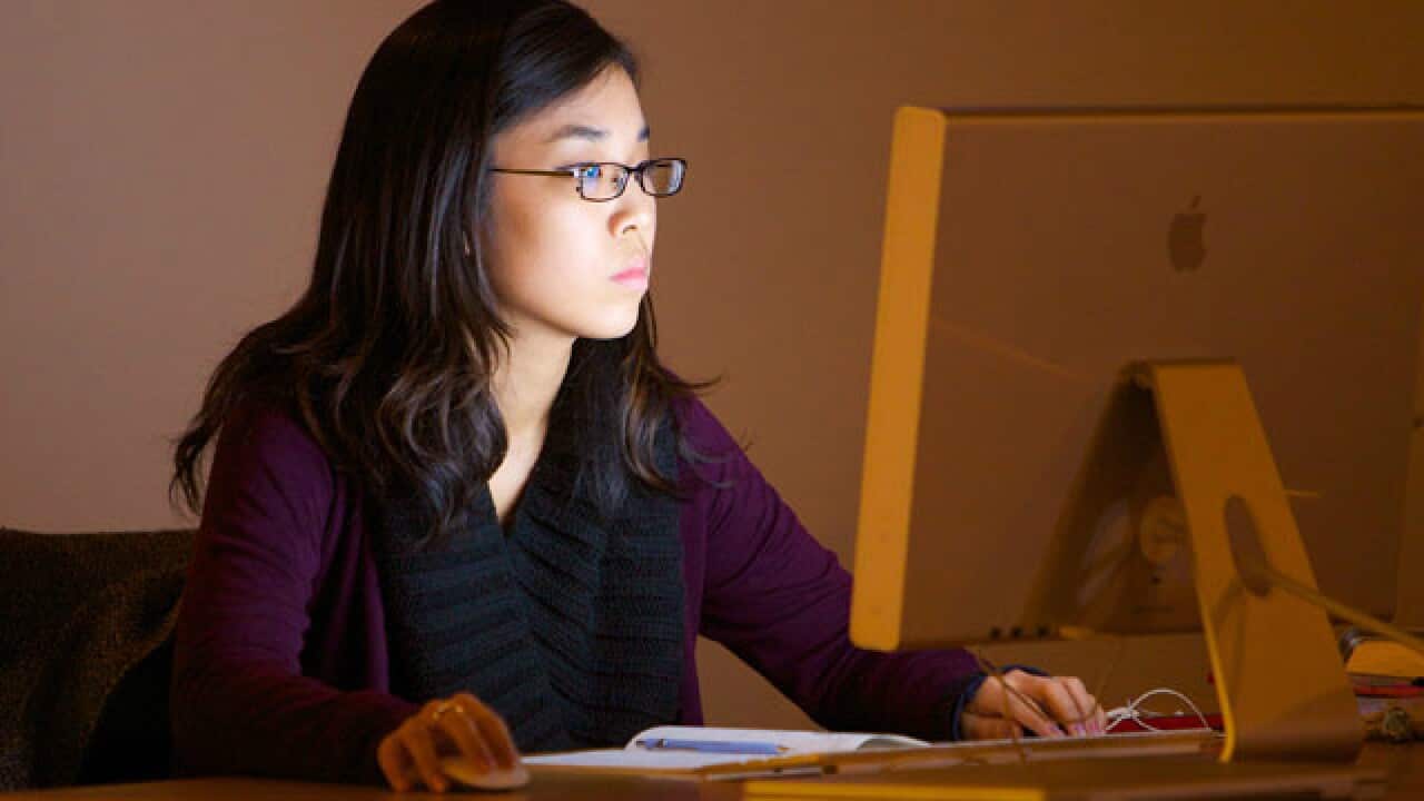 a student looking for jobs on the computer