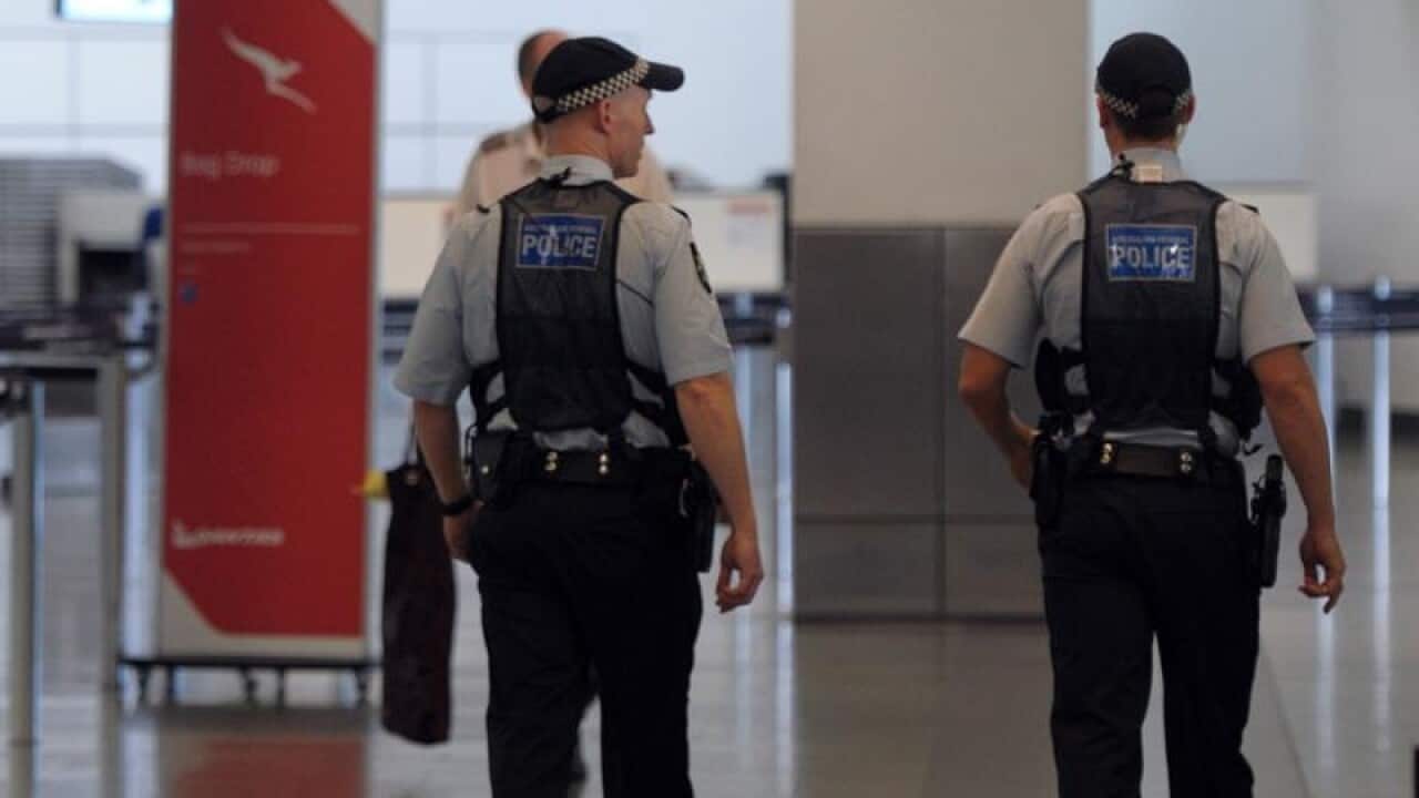 Federal police patrol Melbourne Airport