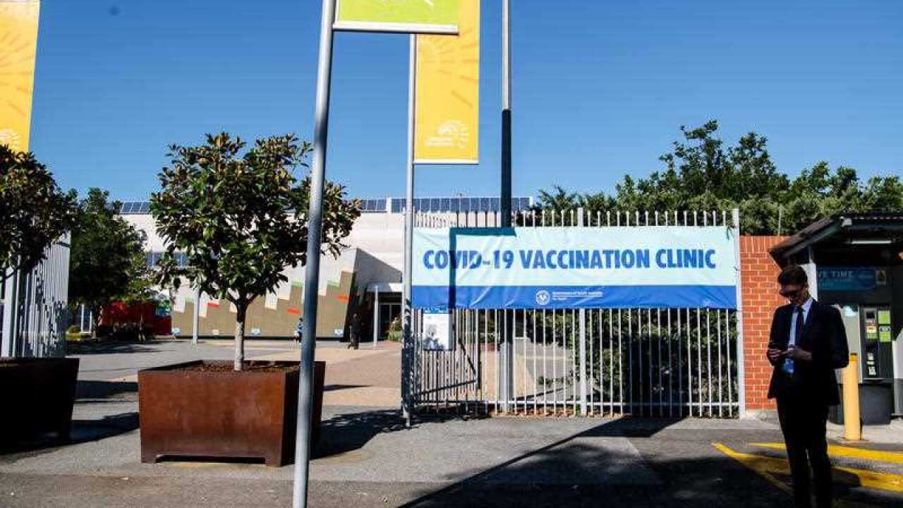 The Adelaide Showgrounds Vaccination Centre in Adelaide, Friday, April 30, 2021. (AAP Image/Morgan Sette) NO ARCHIVING