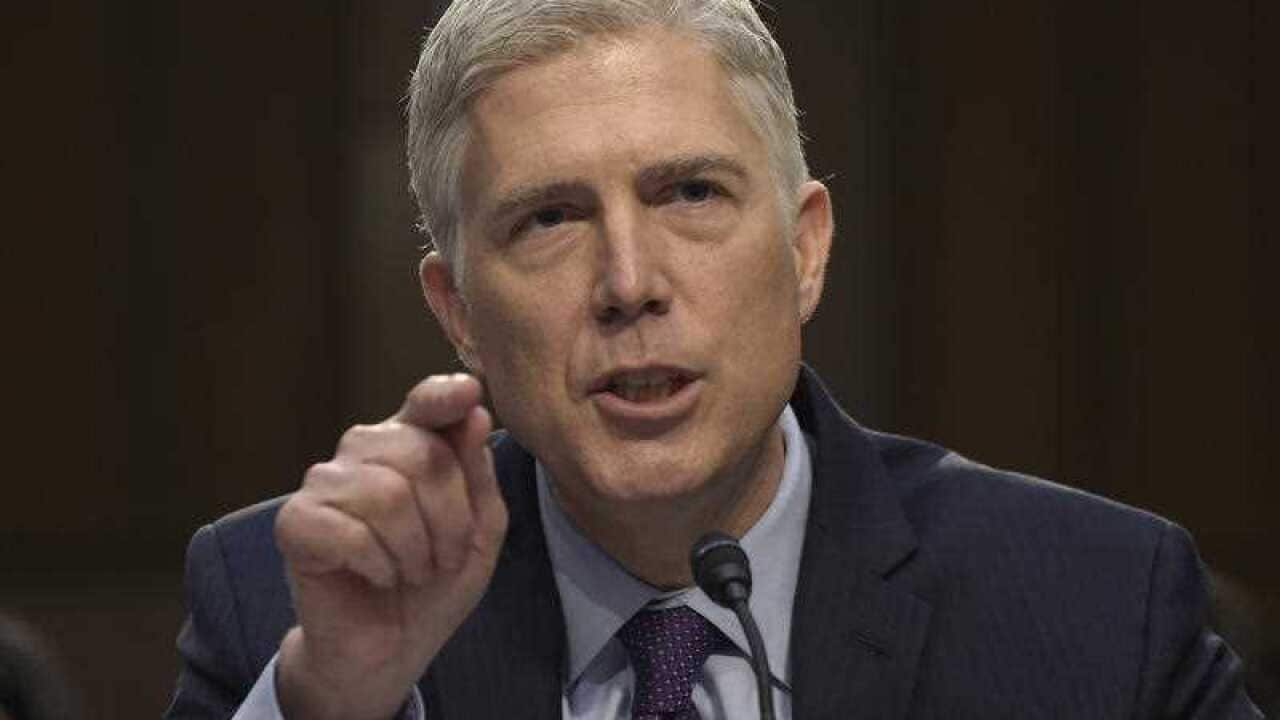 Supreme Court Justice nominee Neil Gorsuch testifies on Capitol Hill in Washington during his confirmation hearing before the Senate Judiciary Committee.