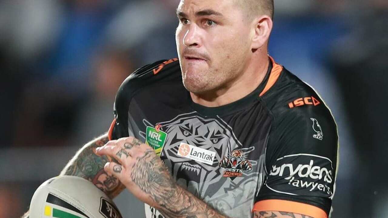 Captain Russell Packer of the Wests Tigers in action