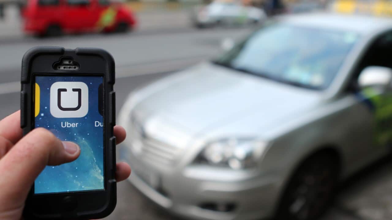 The Uber mobile phone public transport app in use in Dublin