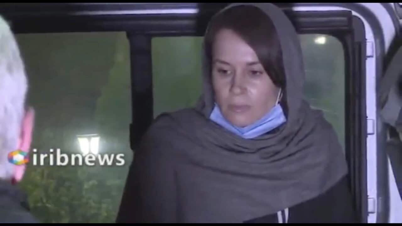 British-Australian academic Kylie Moore-Gilbert seen on Iranian state television.