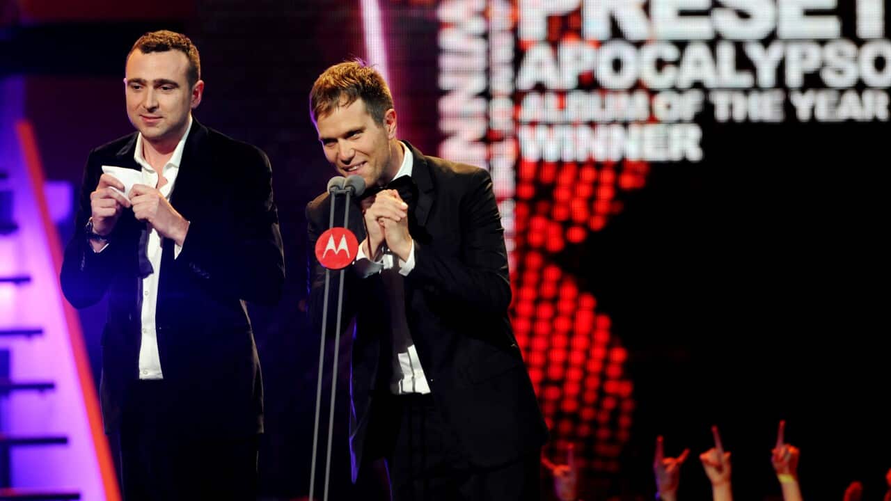 The Presets accept the Album of the Year award at the ARIA's in Sydney.