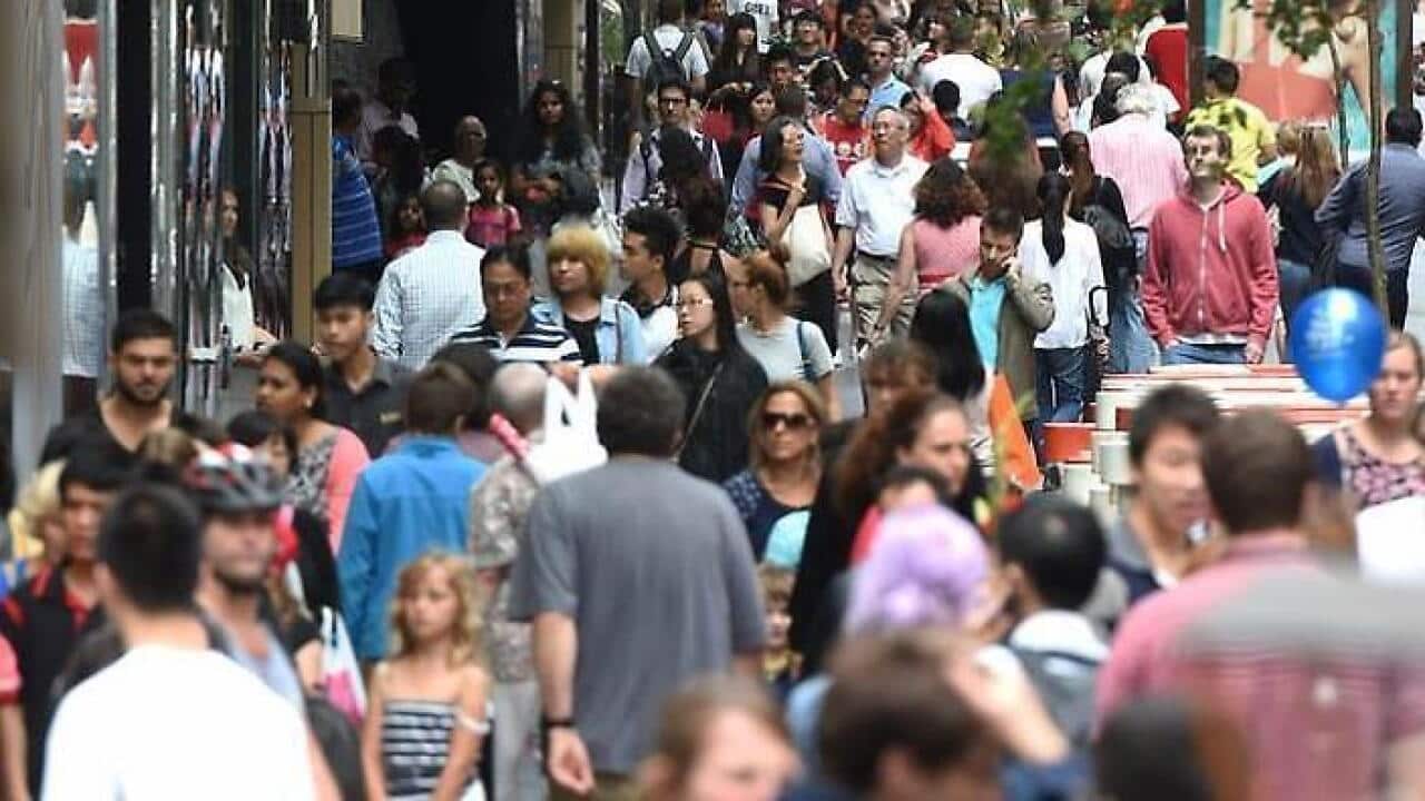 Huge crowds fill Pitt Street Mall and the CBD shopping district