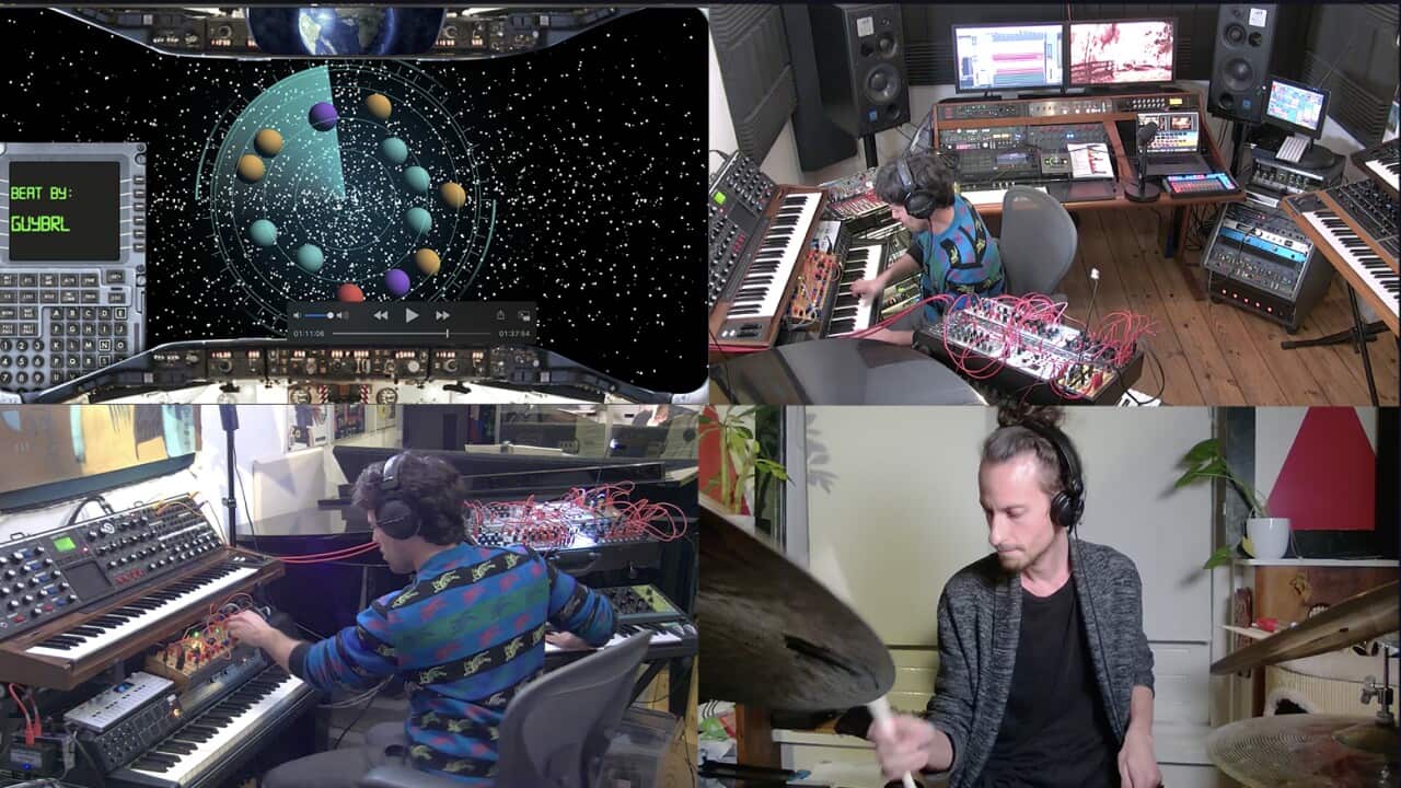 Dutch jazz trio Tin Men & The Telephone playing in their studio