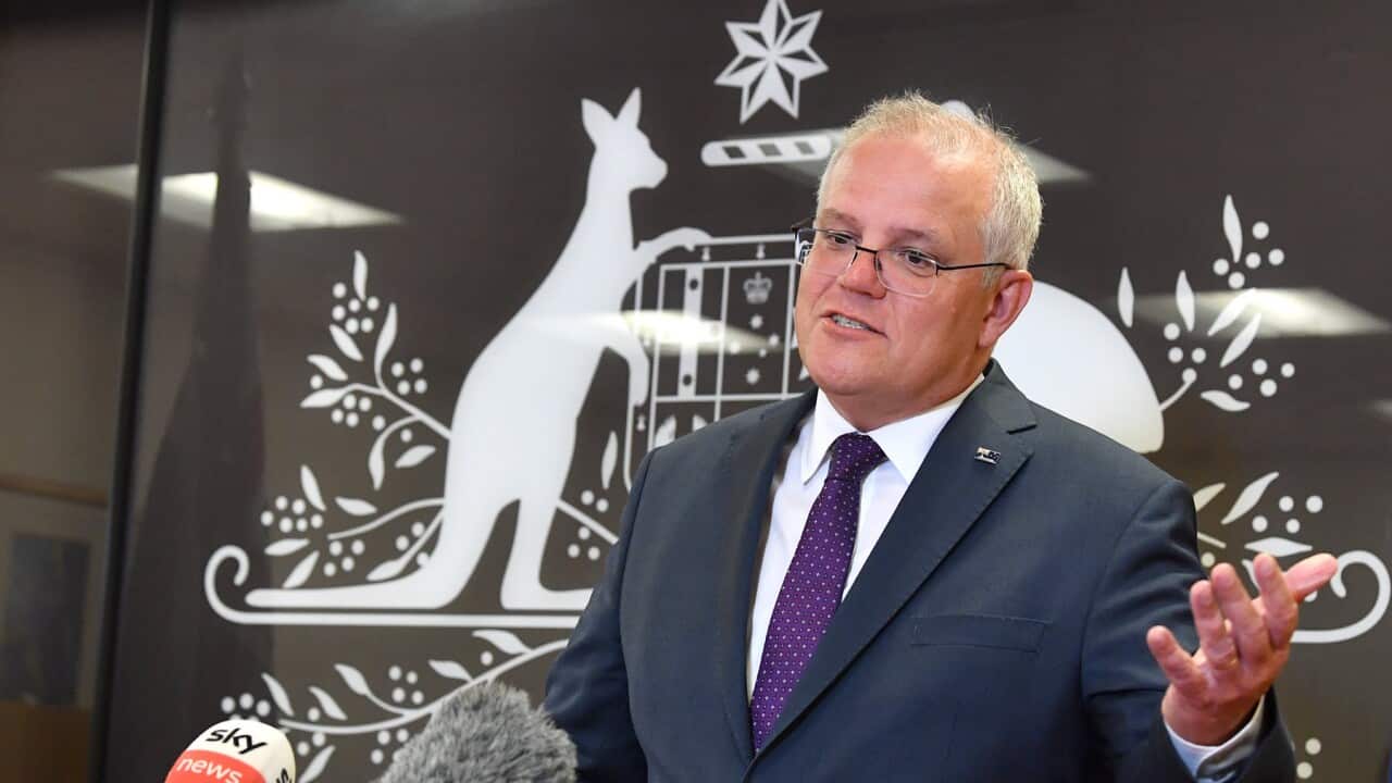 Prime Minister Scott Morrison is seen during a tour of the University of Queensland Vaccine Lab on October 12, 2020 in Brisbane, Australia.