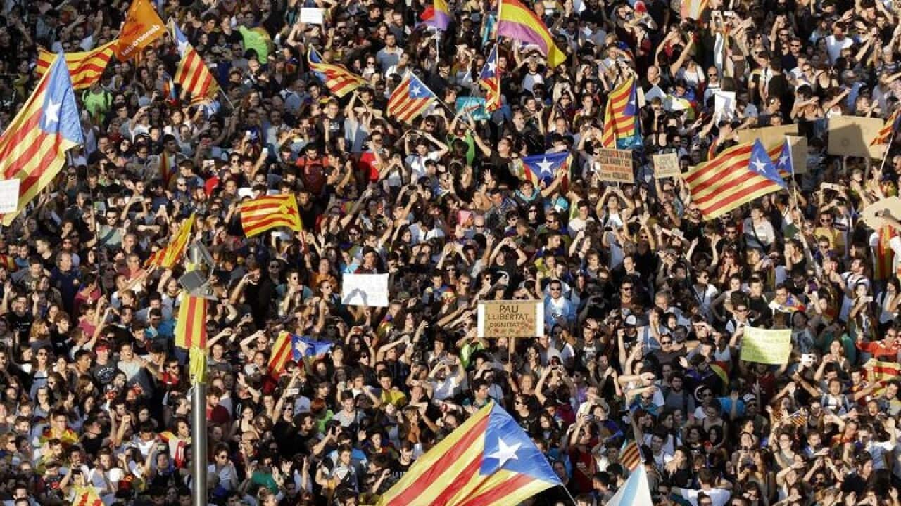 Demonstrators in Barcelona