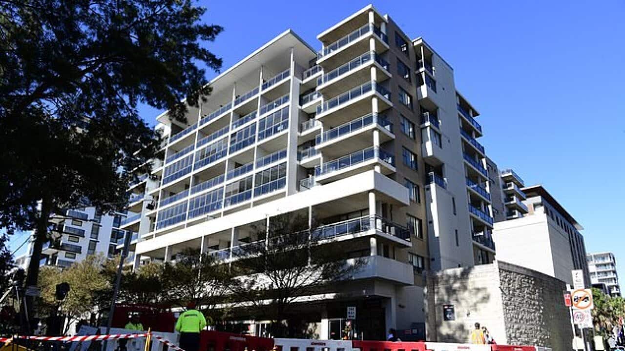 Cracks appear to be metres long in the Clemton Park Village apartment block