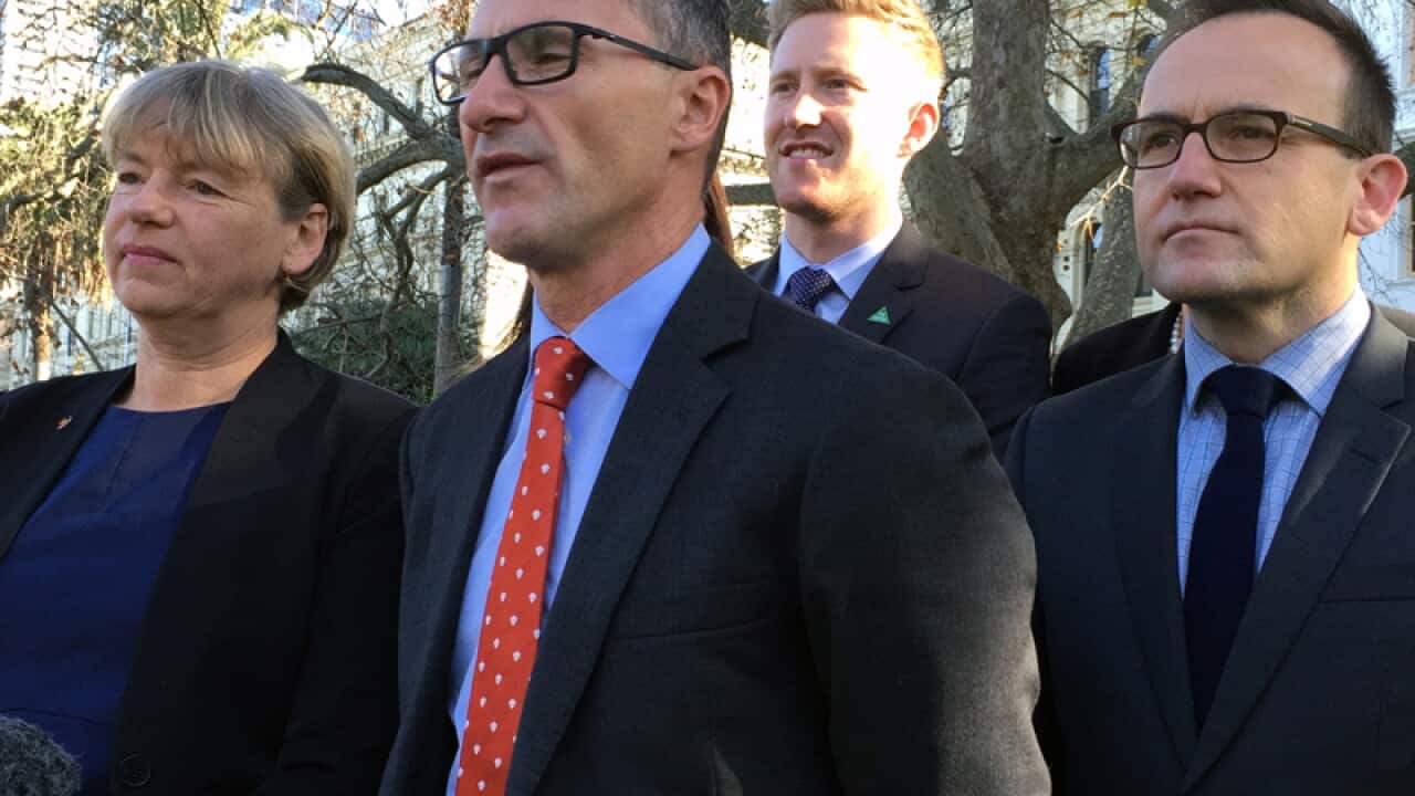 Australian Greens Senator Richard Di Natale (C)