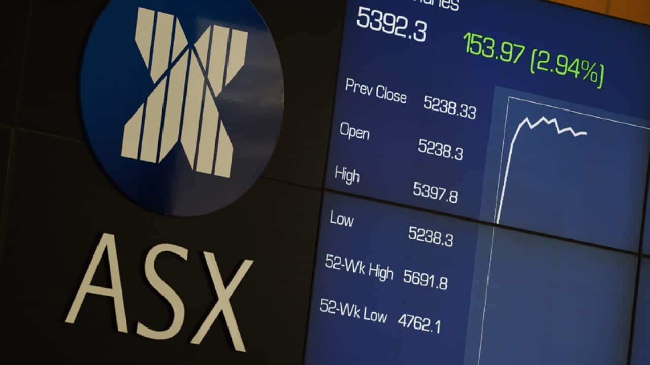The information boards at the Australian Stock Exchange