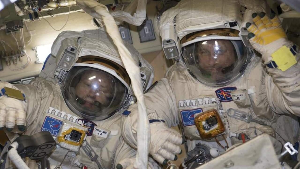 Cosmonauts Alexander Misurkin and Anton Shkaplerov aboard the ISS