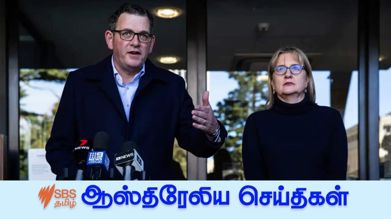 Victorian Premier Daniel Andrews speaks to the media alongside newly elected Victorian Deputy Premier Jacinta Allan during a press conference at Parliament House in Melbourne on Saturday