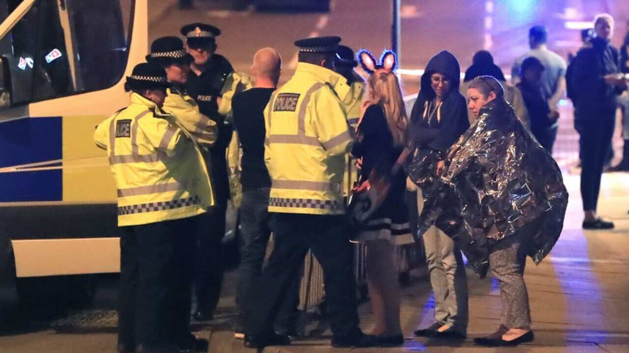Emergency services at Manchester Arena after reports of an explosion at the venue during an Ariana Grande gig.. Picture date: Tuesday May 23, 2017. See PA story POLICE Explosion. Photo credit should read: Peter Byrne/PA Wire