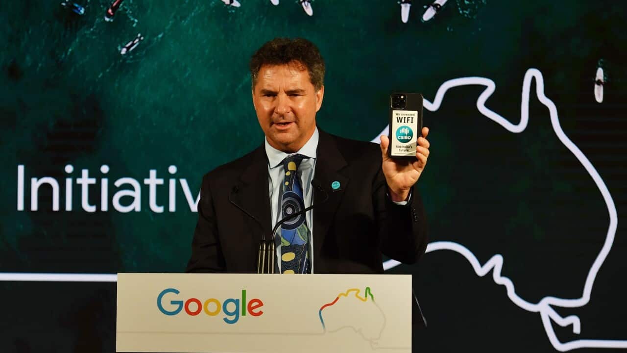 CSIRO Chief Executive Dr Larry Marshall joined Prime Minister Scott Morrison during a visit to Google Australia in Sydney, Tuesday, November 16, 2021. (AAP Image/Dean Lewins) NO ARCHIVING