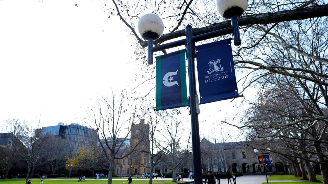 A general view of signage during an inquiry examining freedom of speech and assembly on Australian university campuses at the University of Melbourne (AAP Image-Con Chronis) .jpg