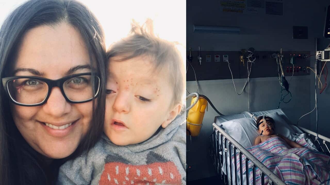 Collage photo of Jennifer with Alexander and Alexander at the hospital