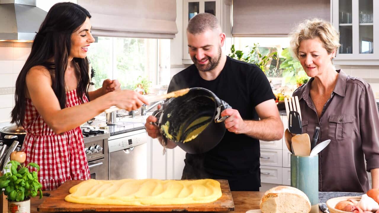 Silvia Colloca prepares polenta