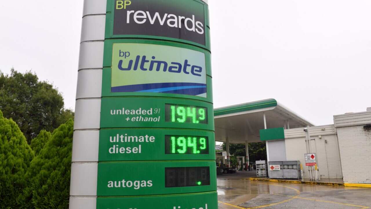 Fuel prices are seen at a BP petrol station at Kingston in Canberra, Tuesday, March 8, 2022.