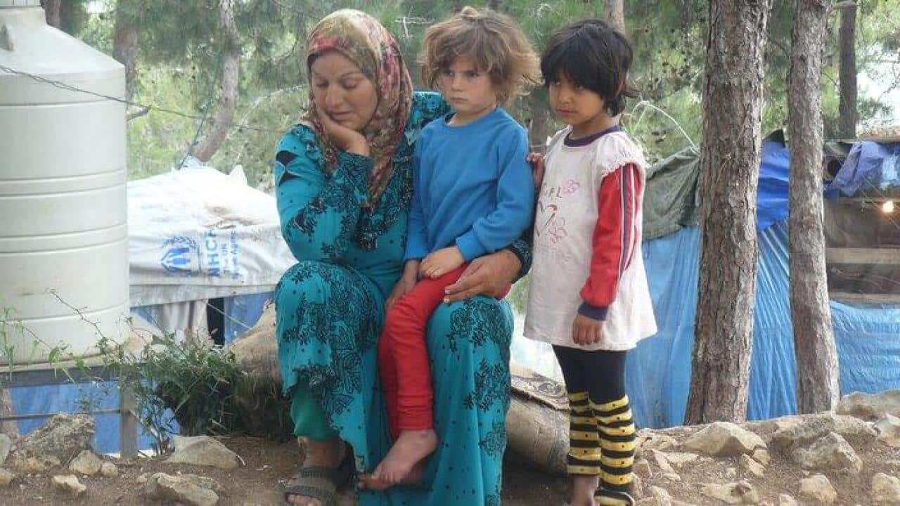 Syrian women and children in Anout refugee camp in Lebanon