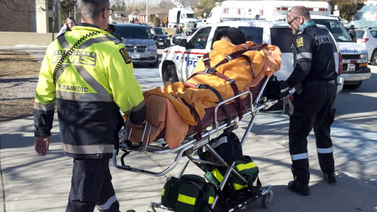a stabbing incident at Dunbarton High School in Pickering, Ontario.